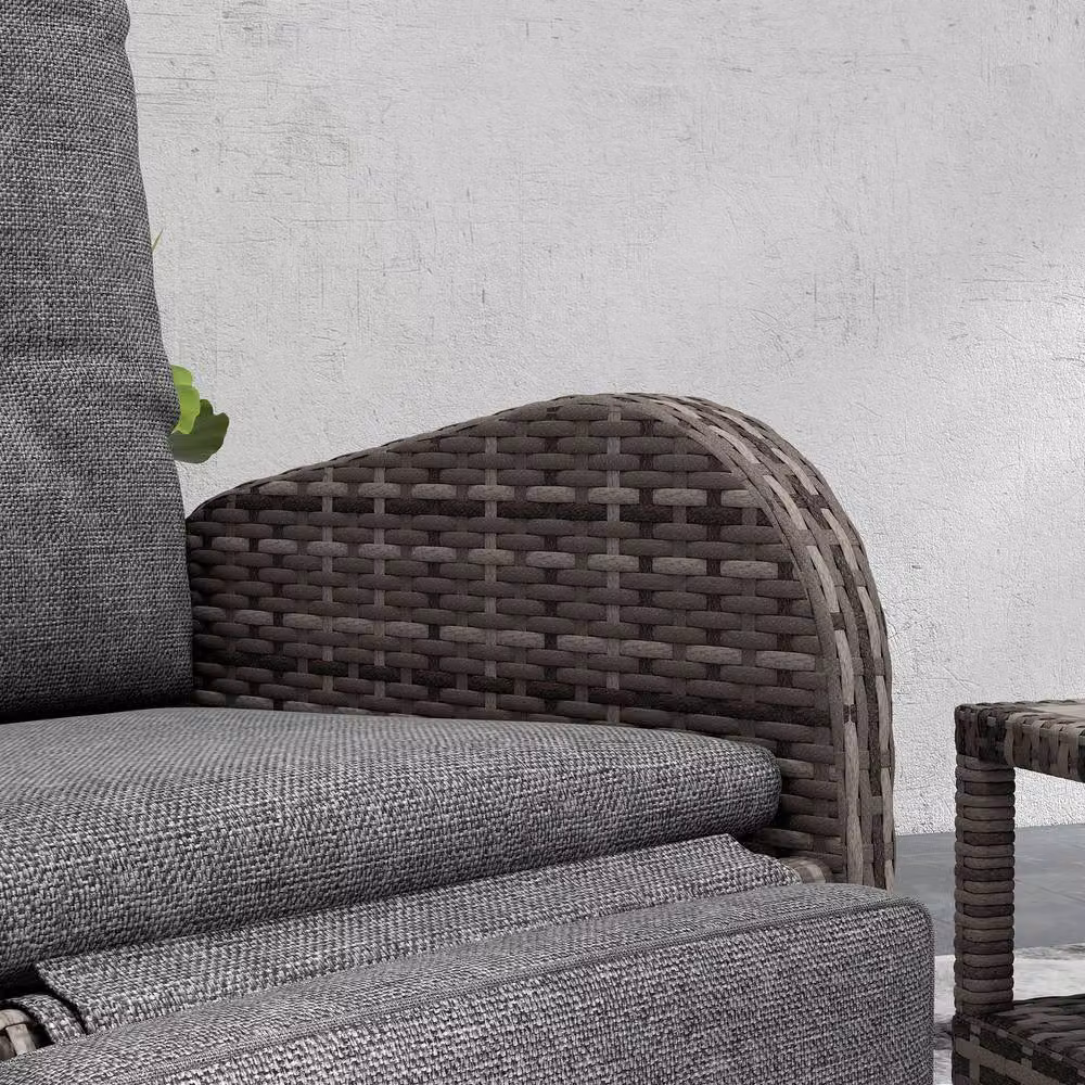 STILVORA 2-Seater Reclining Sofa in Brown with Metal and Rattan Details – 2