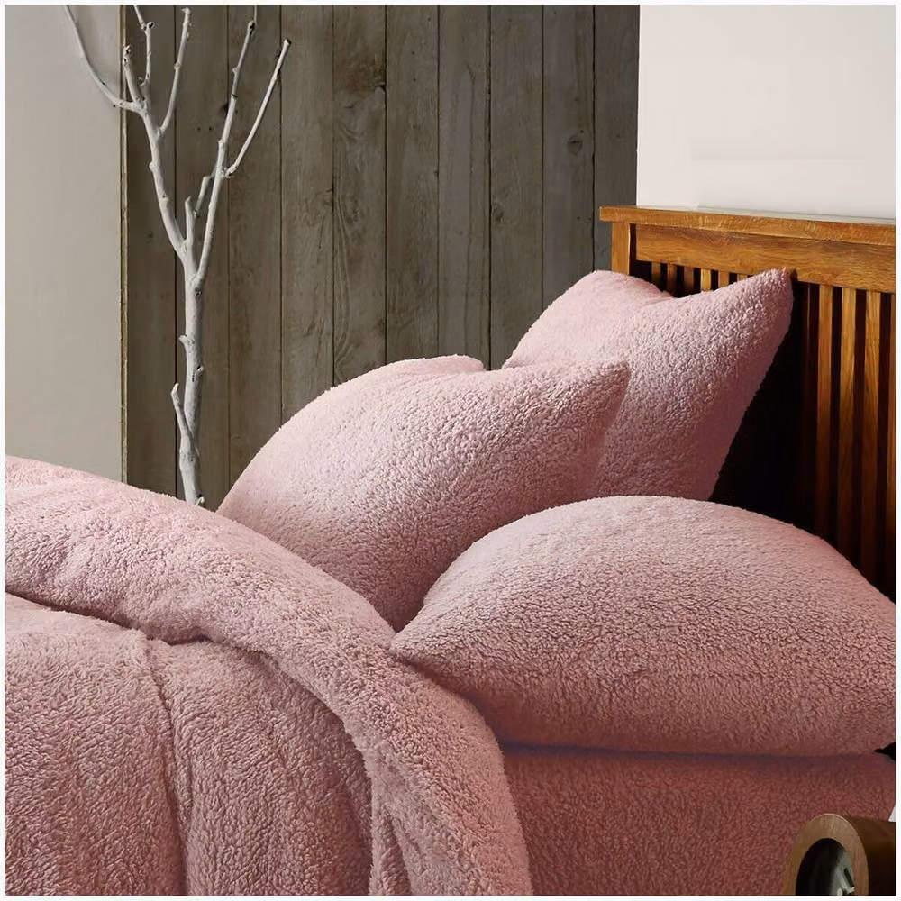 Smart Living Luxury Teddy Fleece Duvet Cover and Pillowcase Set in Pink, King Size (W: 200 cm, H: 180 cm) – 3