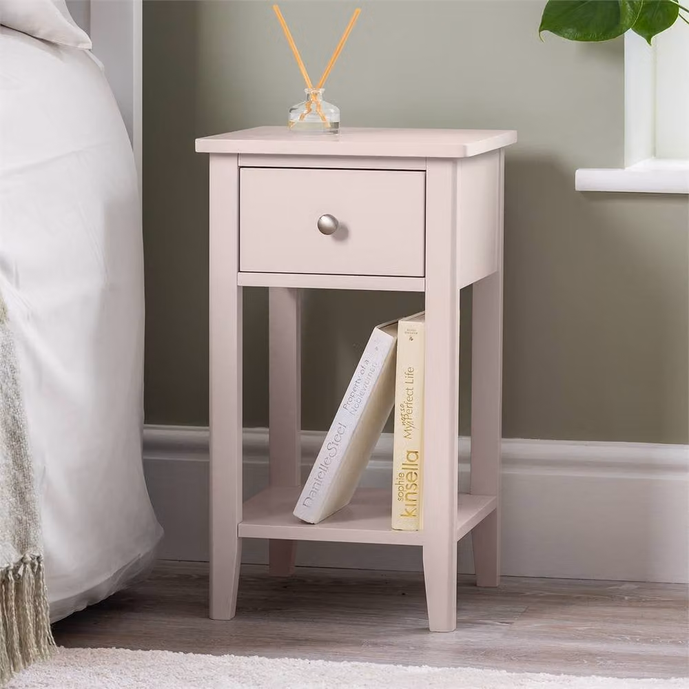 NESTLUNE Pink Slim Bedside Table and Modern Bedroom Nightstand – 2