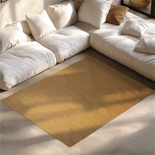 Tectake Rug Raya Round Boho Woven Jute Look Rug in Brown, Diameter: 170 cm