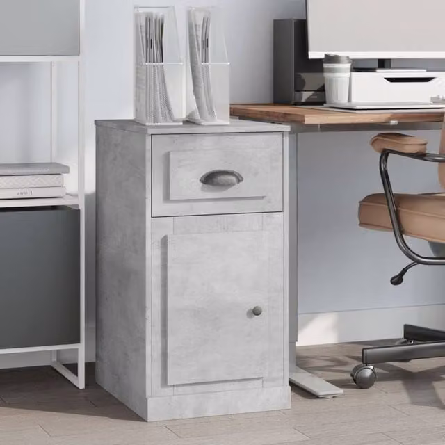 Berkfield Home Side Cabinet with Drawer in Concrete Grey, W/D/H: 40 x 50 x 75 cm
