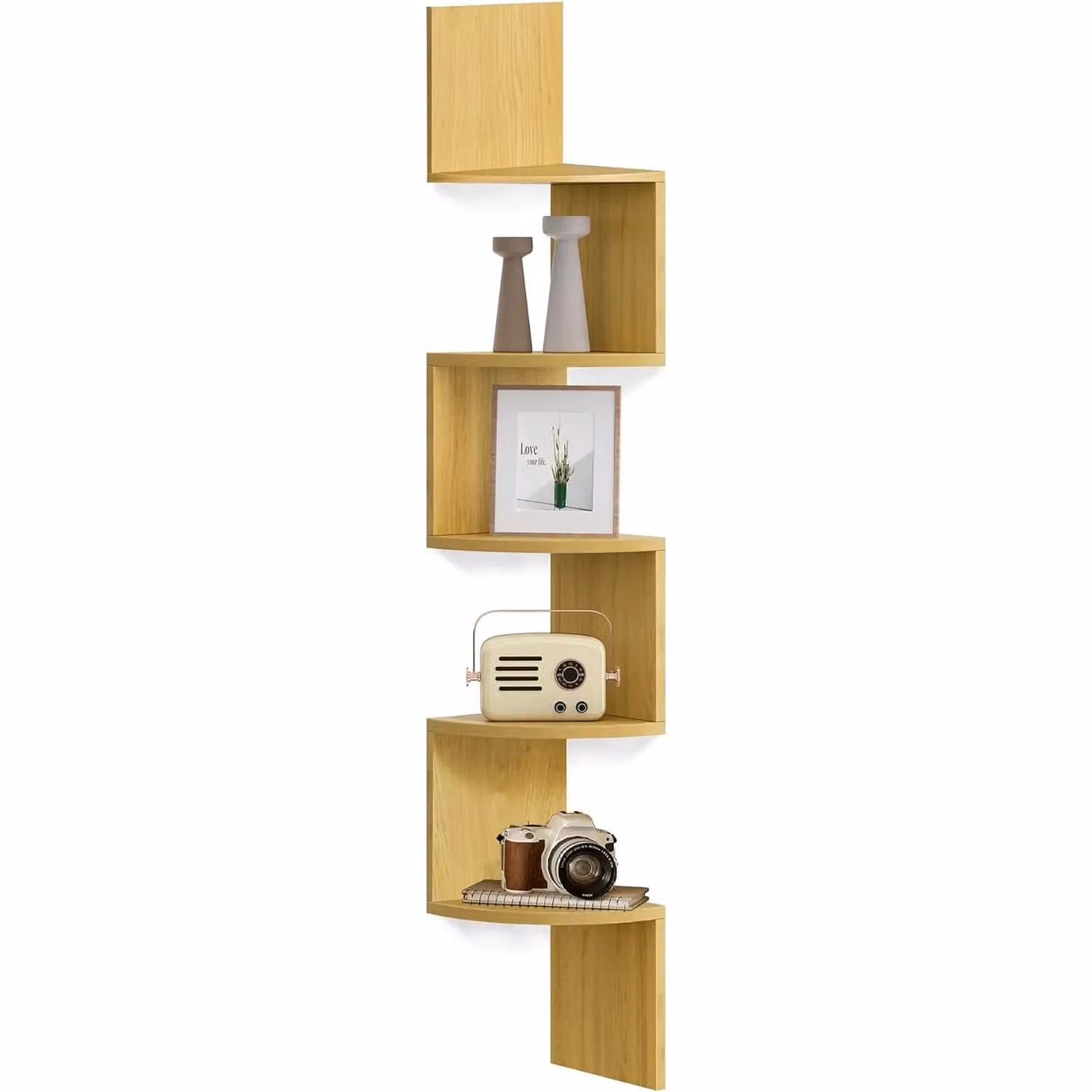 VASAGLE 5 Tier Modern Corner Wall Mounted Display Shelf in Yellow – 2