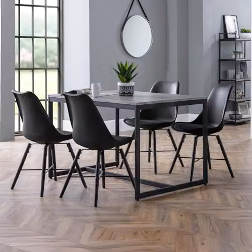 Julian Bowen Kari Black Wood and Synthetic Leather Dining Chairs Set of 2, W/D/H: 54 x 48 x 83 cm – 4