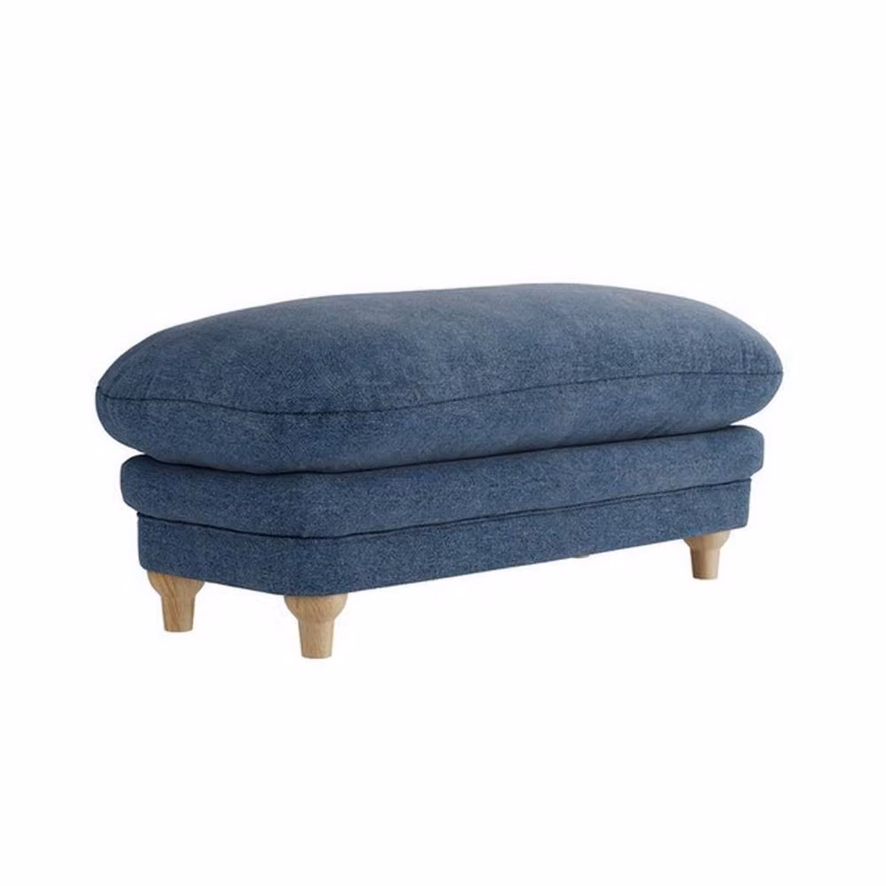 Lemon Pavilion Furniture Plumpton Footstool in Denim Blue with Oak Legs, W: 113.5 cm, D: 53.5 cm, H: 49.5 cm – 3