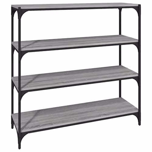 vidaXL Industrial Style Book Cabinet in Grey Sonoma Finish with 4 Shelves and Steel Frame – 1
