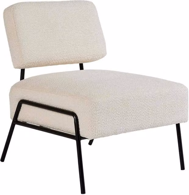 FORGEVIO Modern Bouclé Accent Chair with Black Metal Legs – 1