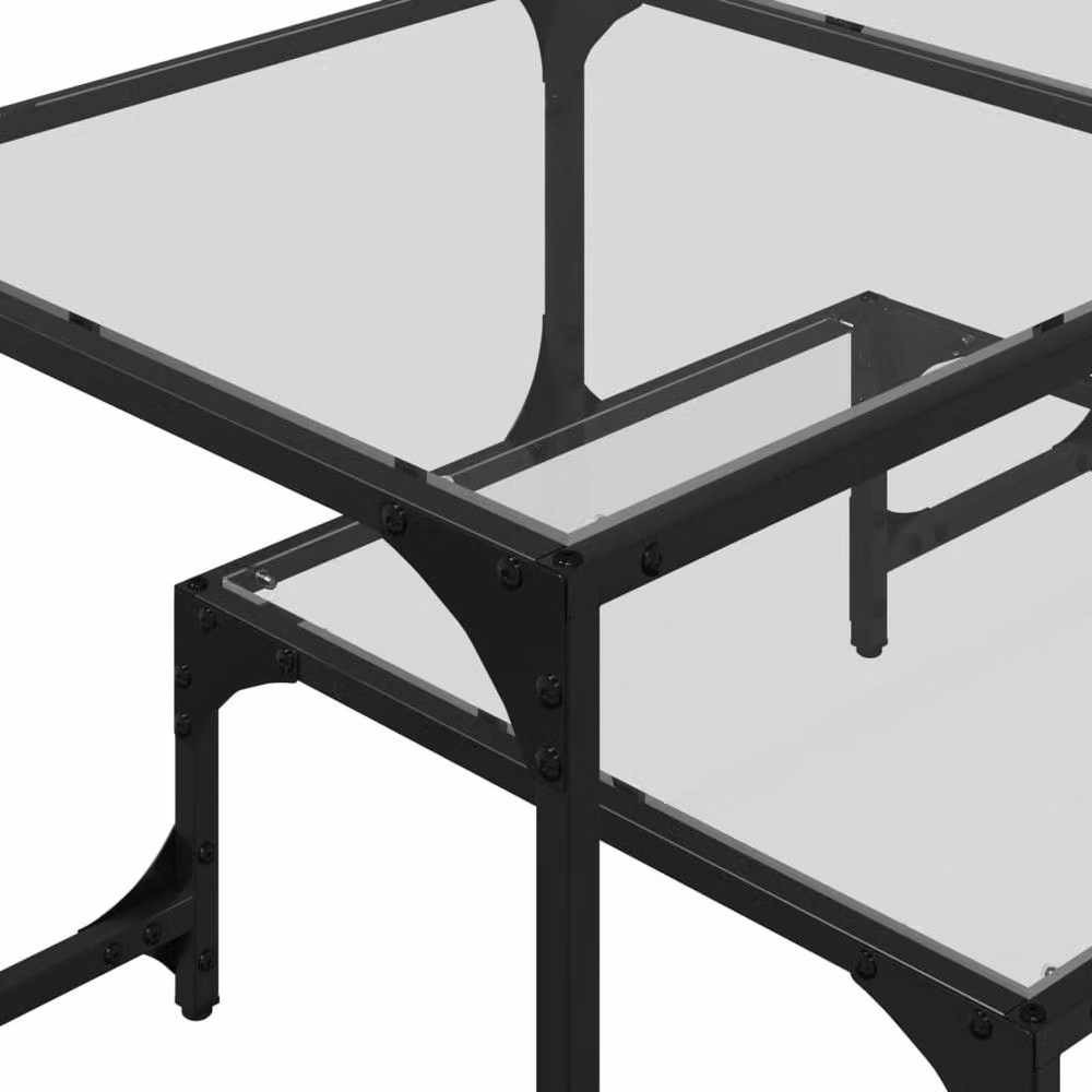 Berkfield Home Modern Rectangular Coffee Table with Transparent Glass Top and Black Steel Frame, W: 98.5 cm, D: 50 cm, H: 45 cm – 5