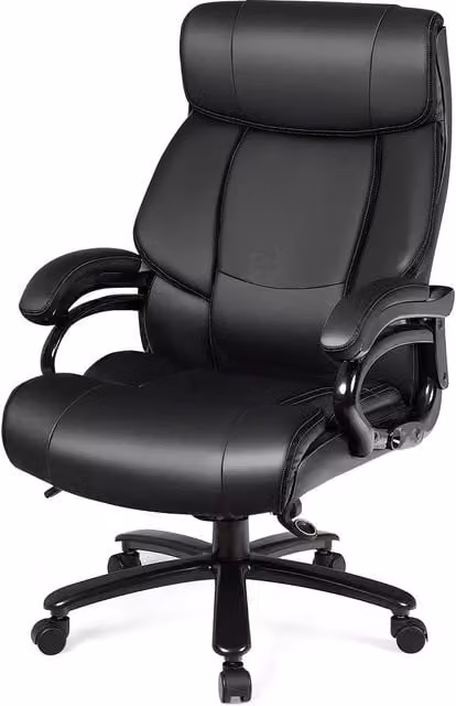 Costway Big and Tall Ergonomic Executive Office Chair in Black with Headrest and Swivel Function – 1