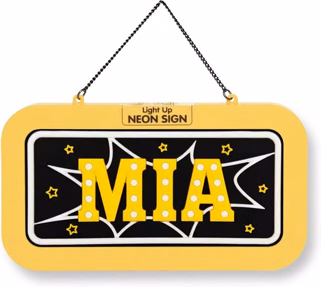 History & Heraldry Mia Pre-personalised Light-Up Neon LED Bedroom Sign in Yellow
