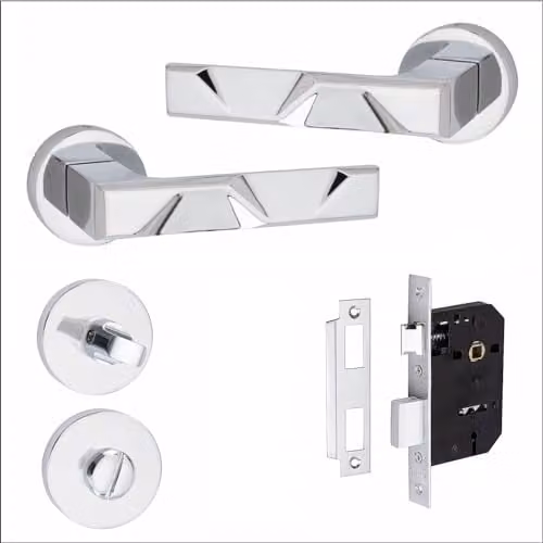 Golden Grace Nova Bathroom Door Handle Set in Chrome