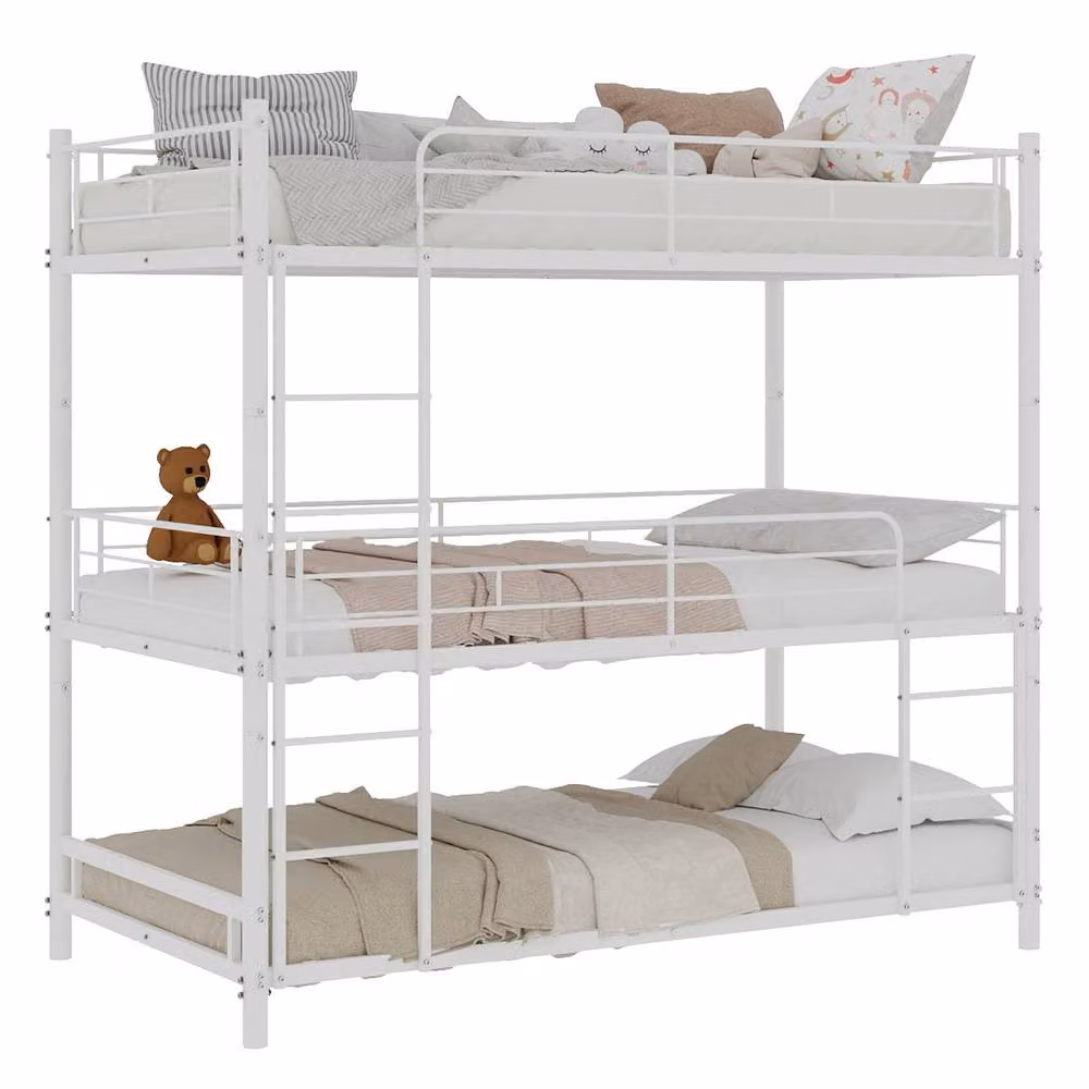 Matteo White Metal Two-Tier Bunk Bed for Children, W/D/H: 90 x 200 cm – 2