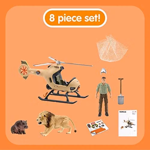 Schleich Animal Rescue Helicopter Playset in Multicolour – 3