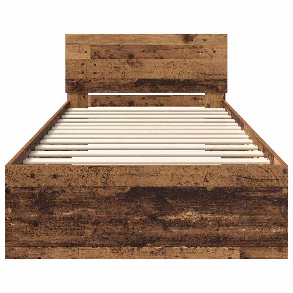 Berkfield Home Modern Bed Frame with Headboard in Brown Engineered Wood W/D/H: 90 x 190 cm – 4