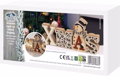 St Helens Home and Garden Battery Powered Rustic Wooden Tabletop Christmas Display – 4