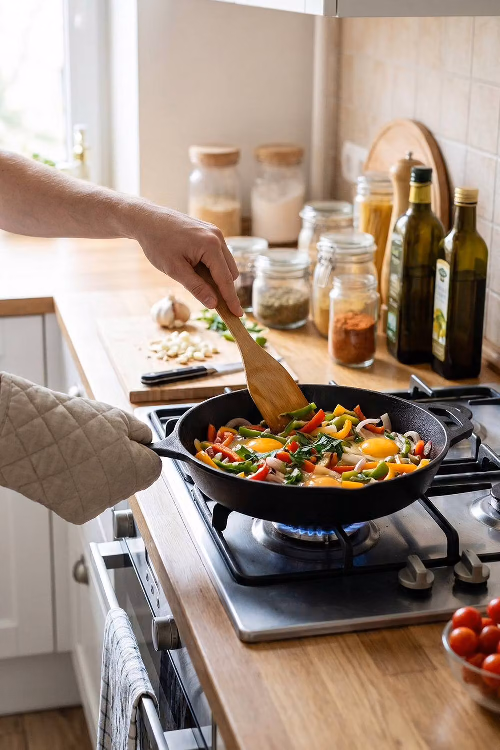 Living and Home Uncoated Cast Iron Frying Pan with Handles, Black – 2