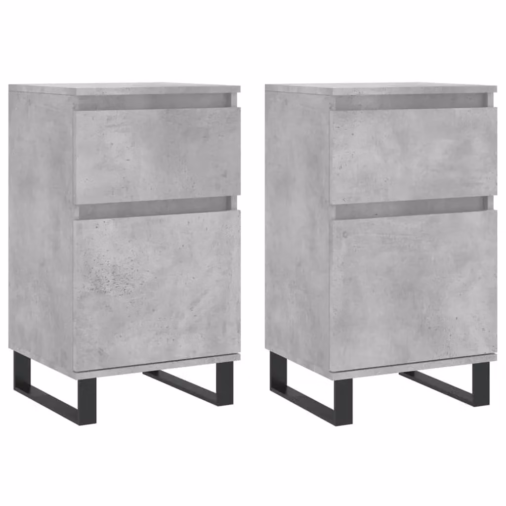 Berkfield Home Set of 2 Industrial Sideboards in Concrete Grey, W/D/H: 40 x 35 x 70 cm