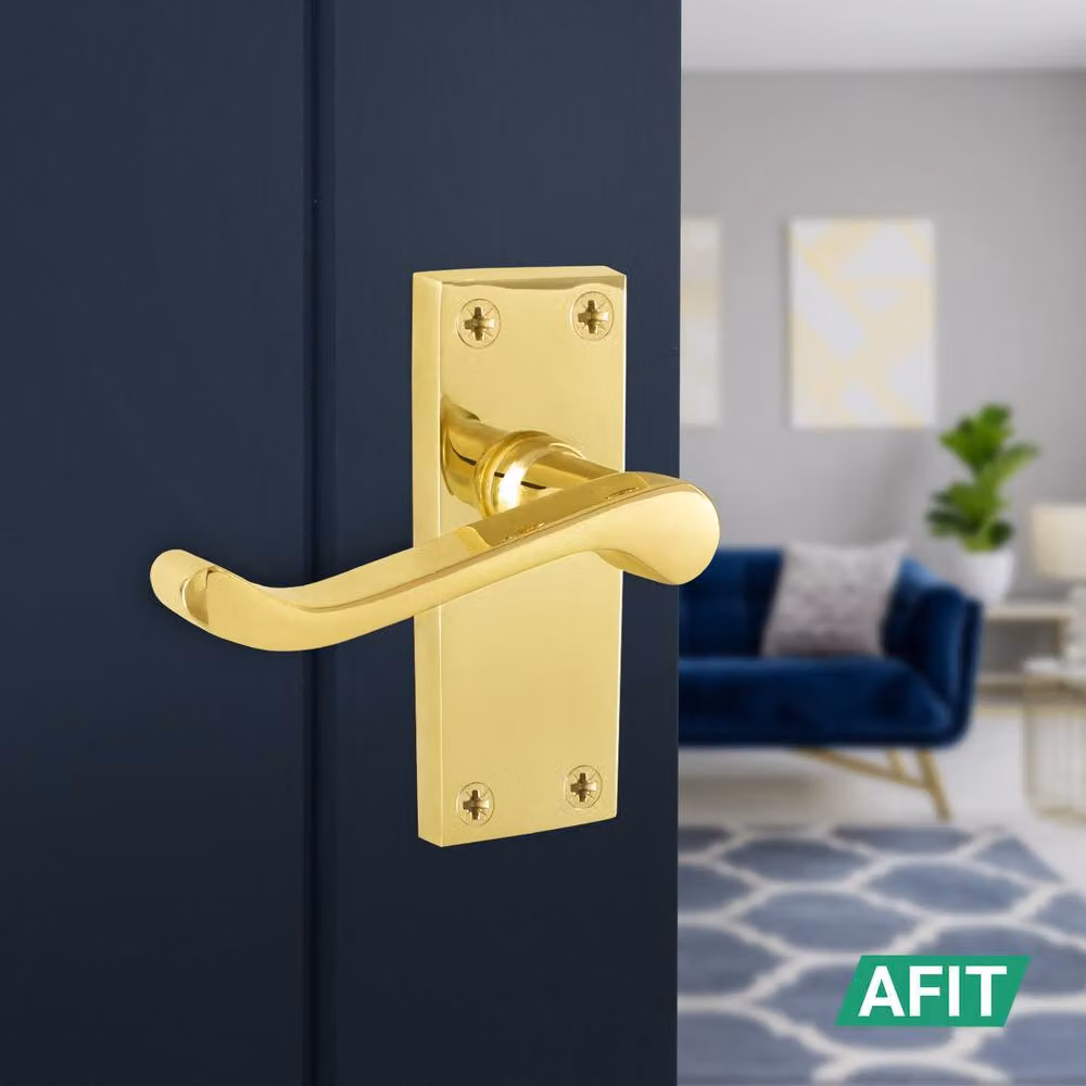 AFIT Polished Brass Scroll Handle Latch and Hinges Set in Gold, 1 Pair – 3