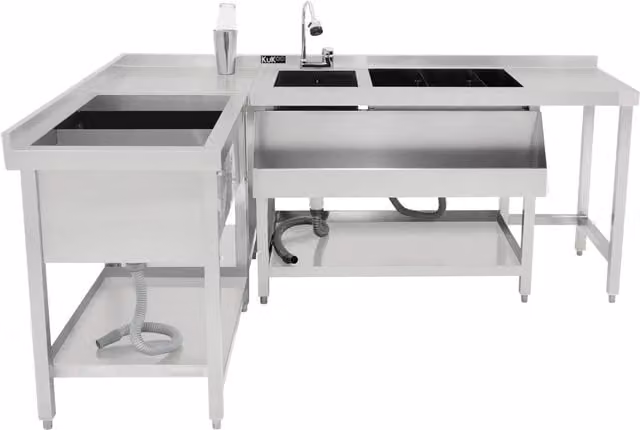 Monstershop Modular Cocktail Bar Station with Ice Well in Silver Stainless Steel