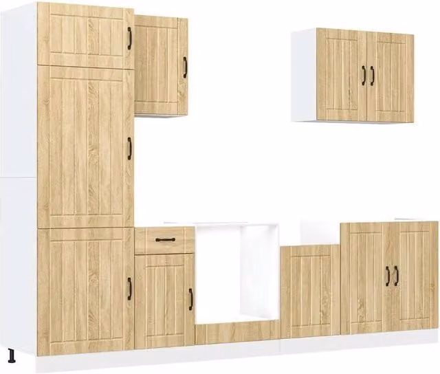 Berkfield Home Kalmar 7 Piece Modern Kitchen Cabinet Set in Sonoma Oak Brown