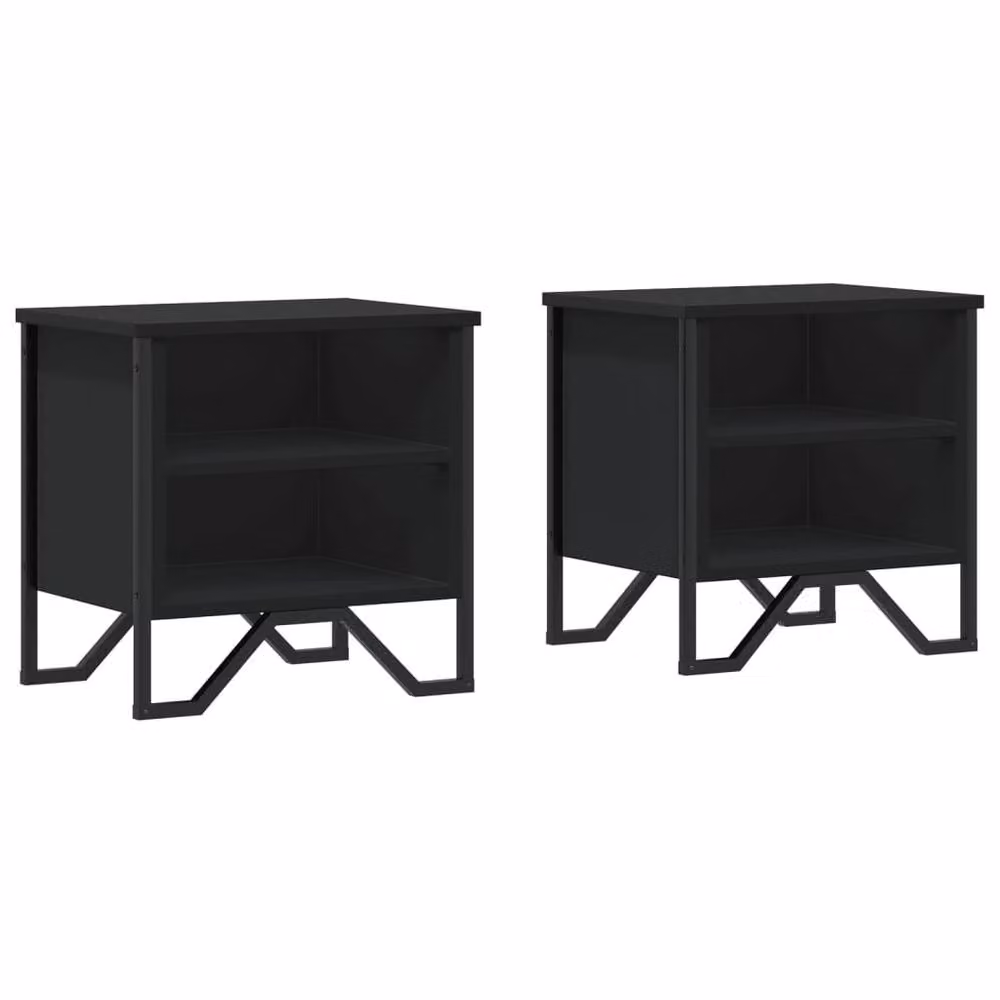 Berkfield Home Decorative Bedside Cabinet Set in Black, 2 Pieces, W/D/H: 40 x 30 x 40 cm – 2