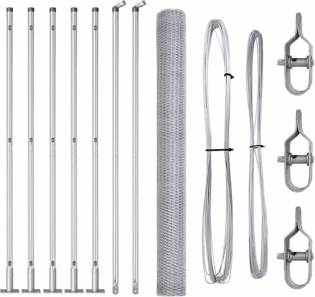 Berkfield Home Hexagon Fence in Silver Galvanised Steel, H: 150 cm x W: 10 m