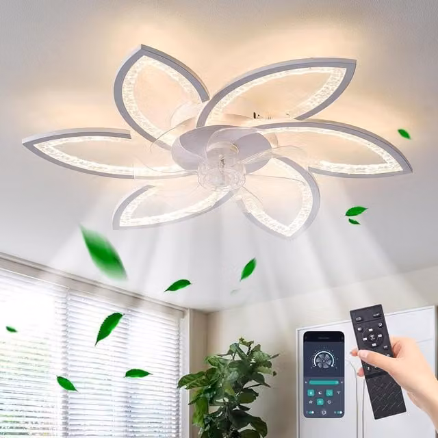 Garwarm Modern Dimmable LED Ceiling Fan with Lamp, Black and White, Diameter: 78 cm – 1