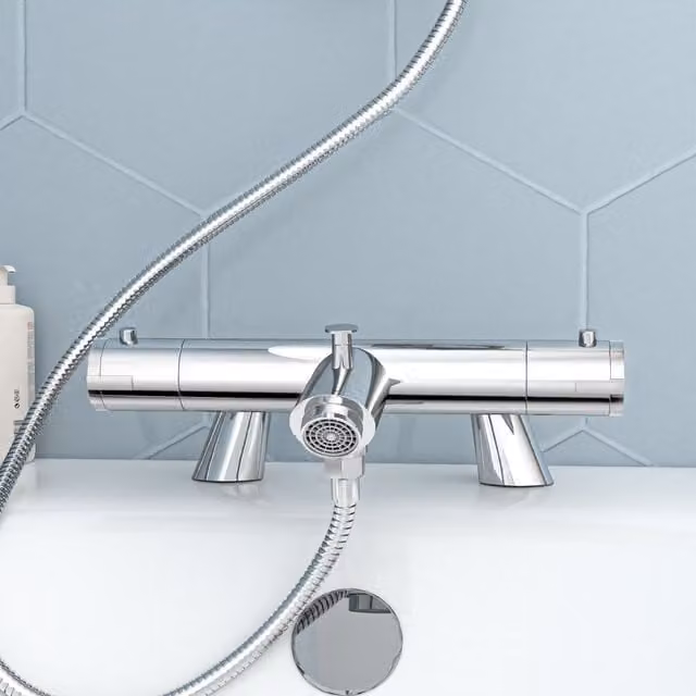 Nes Home Chrome Exposed Bath Shower Mixer Tap Set in Silver – 1