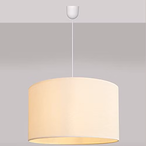 Netlighting Helam Alba Cylindrical Fabric Pendant Ceiling Light in White and Beige, Diameter: 45 cm – 2
