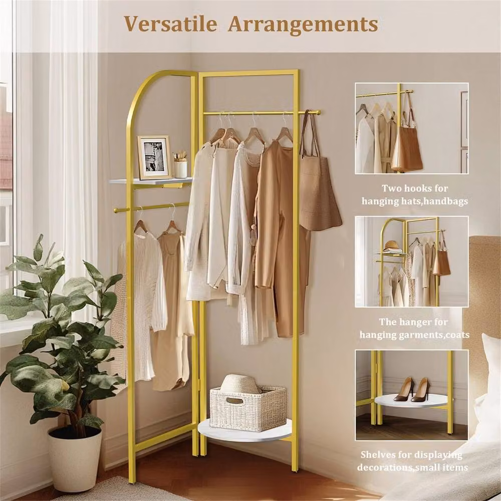 ERGOVEXA Gold Foldable Corner Clothing Rack and Garment Hanger – 2