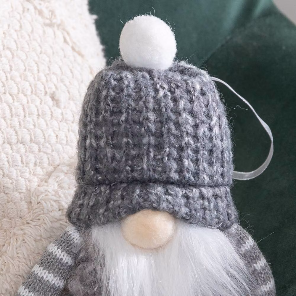 Samuel Alexander Grey Hanging Christmas Gonk Pendant Decoration with Bobble Hat, 16 cm – 4
