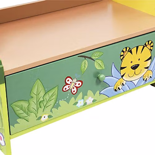 Fantasy Fields Sunny Safari Large Kids Bookshelf, Multicolour Wooden 3 Tier Bookcase and Toy Organiser, H 96.5 x W 55.6 x D 29.2 cm – 5