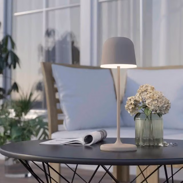 Eglo Mannera Rechargeable LED Touch Dimmer Table Lamp in Beige and White