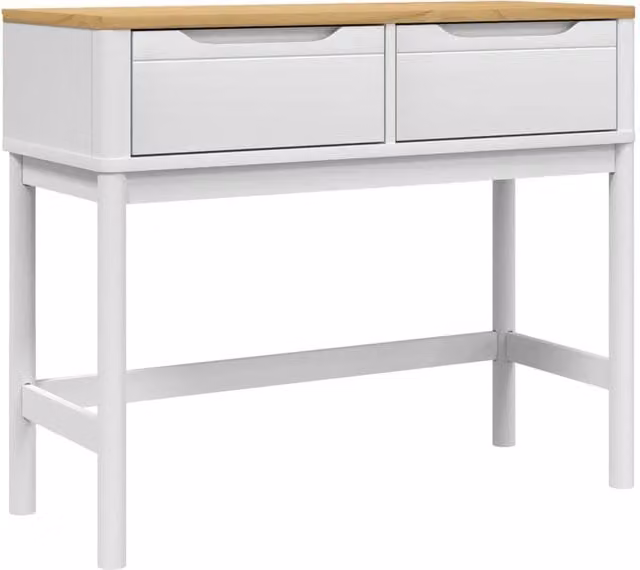Berkfield Home FLORO White Solid Wood Pine Console Table W: 89.5 cm, D: 36.5 cm, H: 73 cm