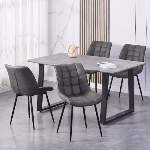 MCC Direct Alba Set of 2 Grey Suede Effect Dining Chairs with Metal Legs – 2