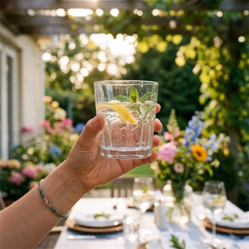 Argon Tableware Geometric Panelled Glass Tumblers, 285ml, Pack of 6, Transparent – 2
