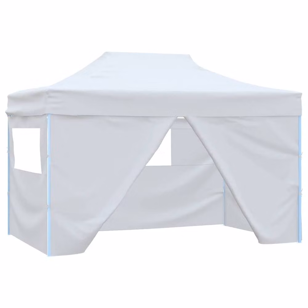 Berkfield Home Professional Folding Party Tent with 4 Sidewalls, White Steel and PVC, W: 4 m, D: 3 m – 2
