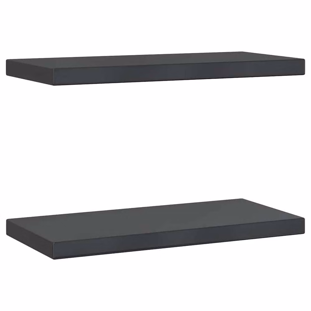 Berkfield Home Wall Mounted Shelves, 2 Piece Black Matt Metal Set, W/D/H: 50 x 23.5 x 3 cm – 2