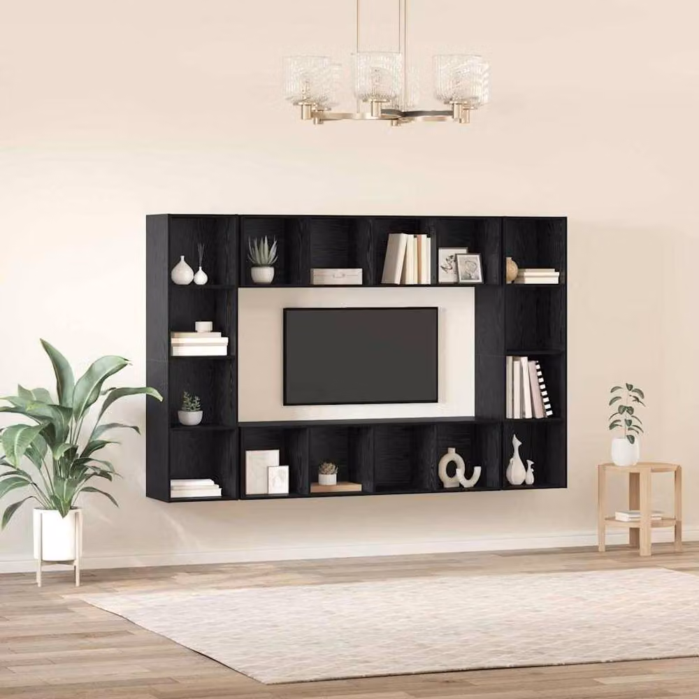 Berkfield Home Modern Black TV Cabinet in Engineered Wood W/D/H: 37 x 37 x 142.5 cm – 3