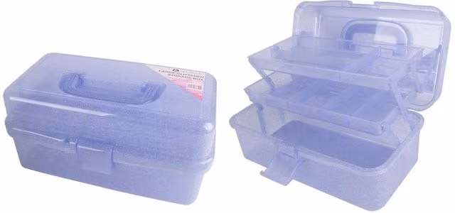Art Studio Large Multi-Compartment Glitter Caddy in Blue Plastic