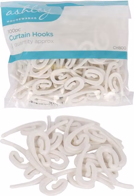 Ashley White Plastic Curtain Rod Hooks