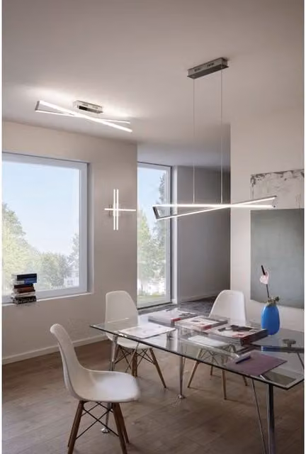 Eglo Lasana LED Chrome and Silver Modern Rectangular Ceiling Light – 1