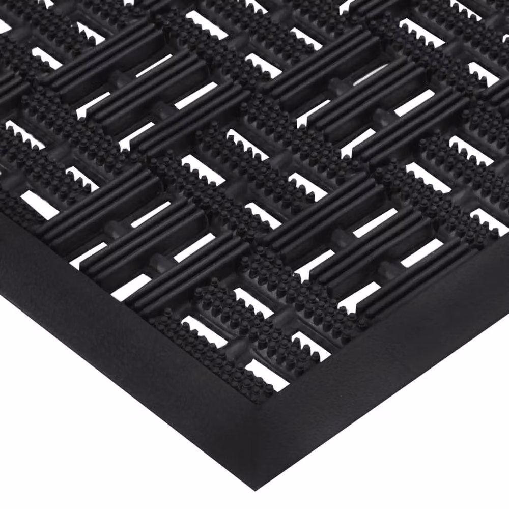 Berkfield Home Rectangular Rubber Door Mat, Black, W: 45 cm, L: 75 cm – 3