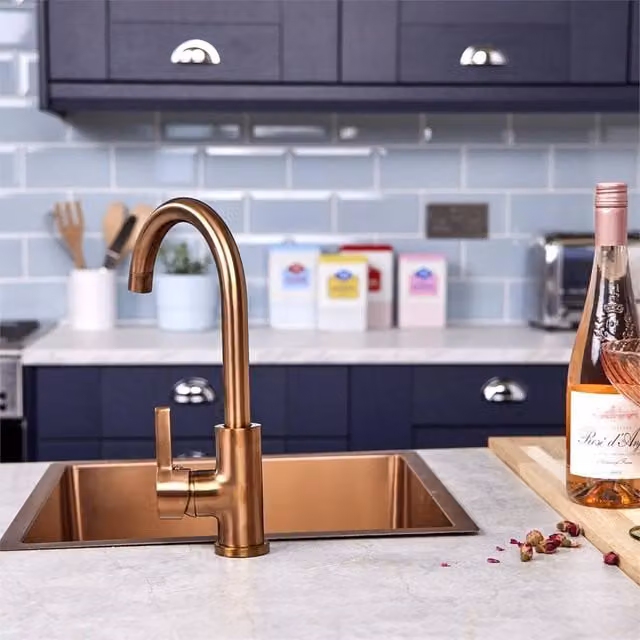 Nordara Copper Single Lever Kitchen Sink Mixer Tap with Swivel Swan Neck Spout