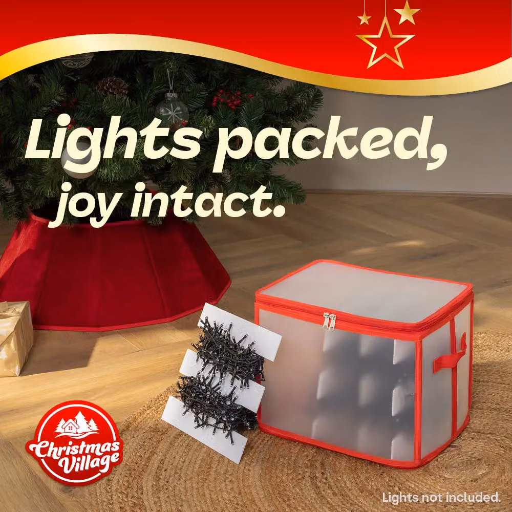 Christmas Village Red Plastic Storage Bag for Christmas Lights and Decorations – 2
