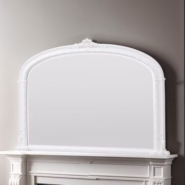 Yearn Victorian Arched Bevelled Overmantle Wall Mirror in White