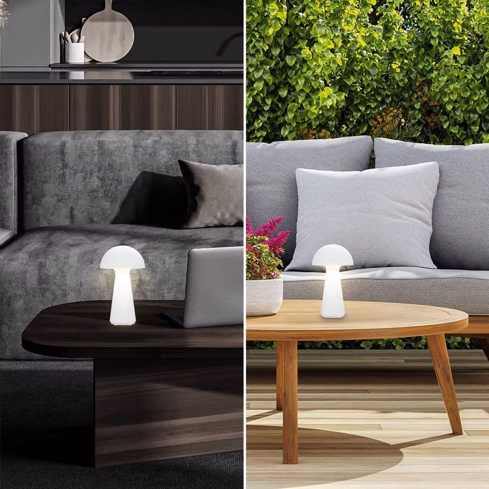 Briloner White Rechargeable LED Table Lamp, Dimmable Touch Control Mushroom Night Light, IP44 Waterproof Cordless Outdoor and Indoor Lamp, H 28 cm x W 16 cm x D 16 cm – 3