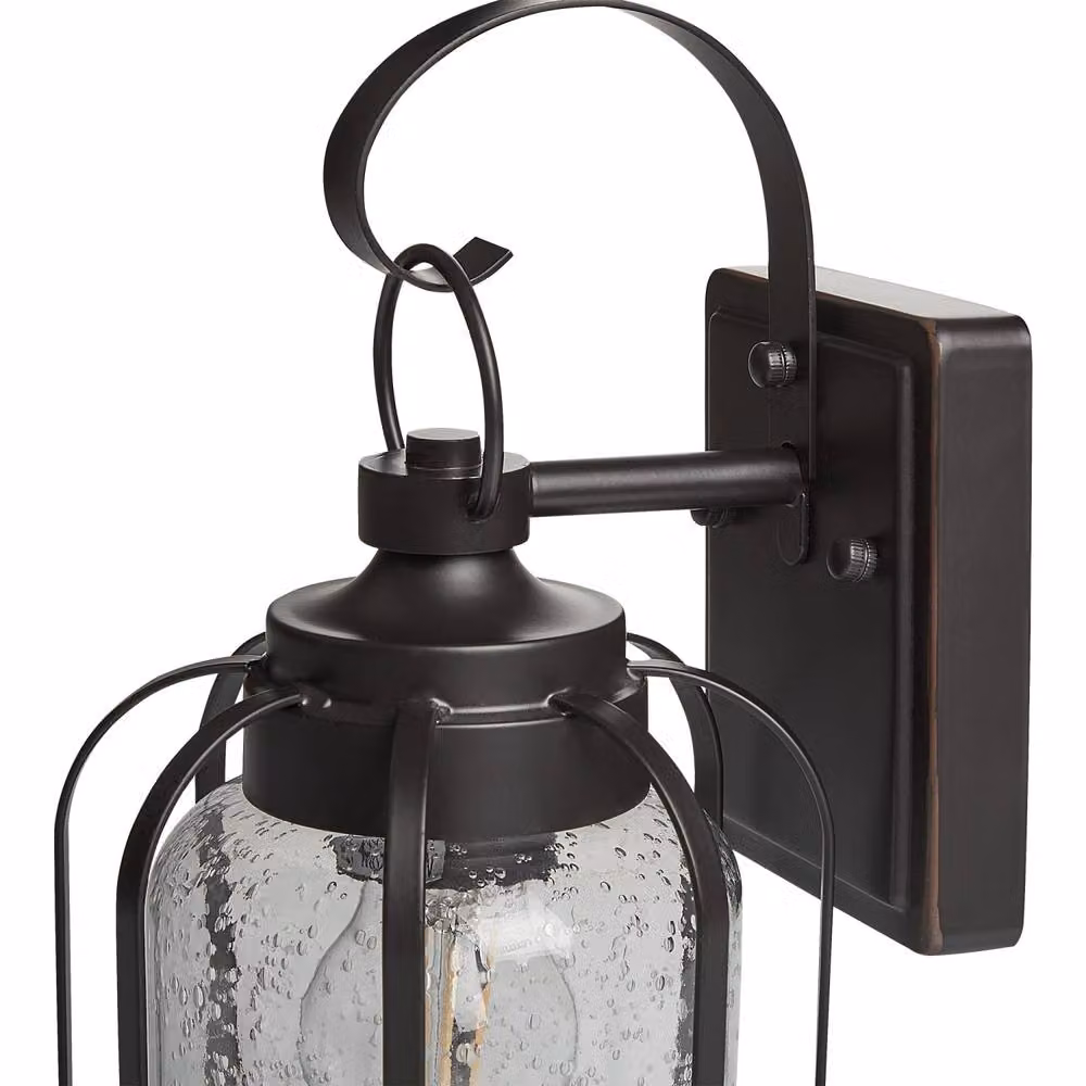 Wyld and Coco Retro Black Metal and Transparent Glass Outdoor Wall Lantern – 5