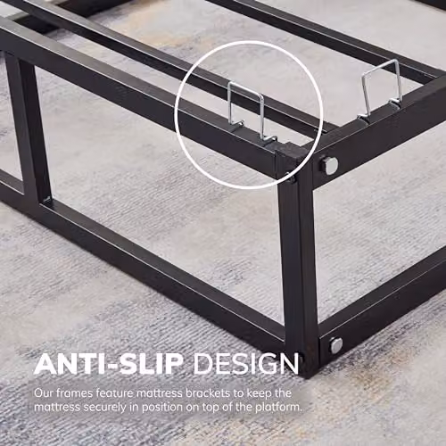 Direct Online Houseware House Of Home Single Bed Platform Bed Frame in Black with Under Bed Storage Space, W/D/H: 190 x 90 x 92 cm – 6