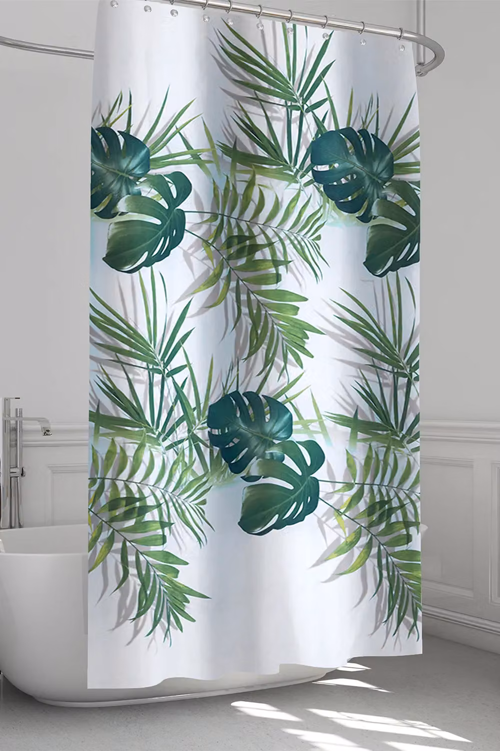 Neel Blue Mandala Polyester Water-Resistant Shower Curtain in Green, Blue and White, W/D/H: 180 x 200 cm – 4