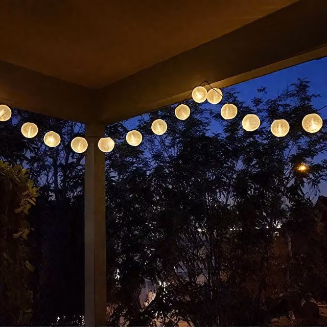 Bright Zeal White Cloth Lantern LED String Lights with Timer, 3m, Warm White – 1